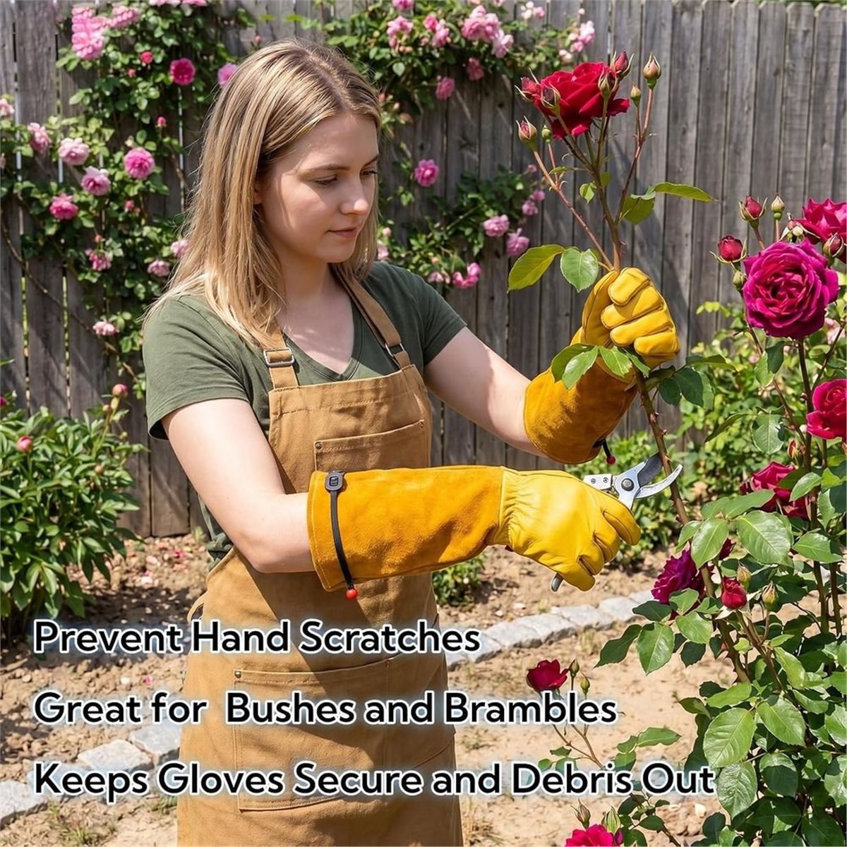 Gardening Gloves Thorn Proof Leather - ถุงมือทำสวนกันหนามสำหรับผู้หญิงและผู้ชาย ถุงมือหนังแขนยาวระบายอากาศสำหรับตัดแต่งกุหลาบและกระบองเพชร