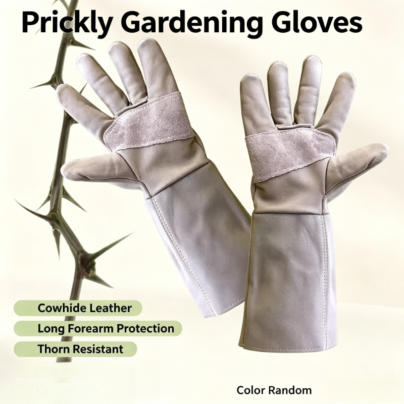 Gardening Gloves Thorn Proof Leather - ถุงมือทำสวนหนังวัวแท้ระดับมืออาชีพ ป้องกันหนามและป้องกันการถูกแทง สำหรับเก็บเกี่ยวในสวนและตัดแต่งกิ่งไม้ดอก