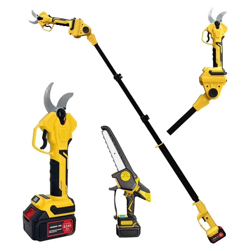 Electric Pruner With Extension Pole - กรรไกรตัดแต่งกิ่งไร้สายแบบไฟฟ้า 40 มม. ใช้แบตเตอรี่ พร้อมด้ามต่อเพิ่มความยาว