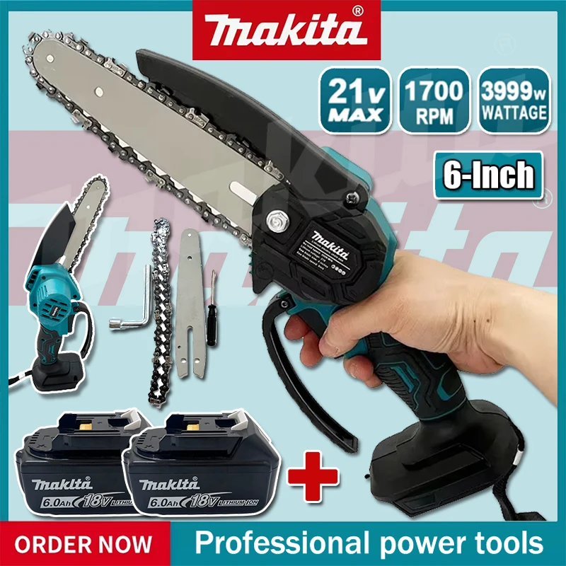 Electric Pruner With Extension Pole - มากีต้าเลื่อยโซ่ไฟฟ้าขนาด 6 นิ้ว เลื่อยไฟฟ้าแบบพกพา เลื่อยตัดไม้ เลื่อยตัดแต่งกิ่งไม้