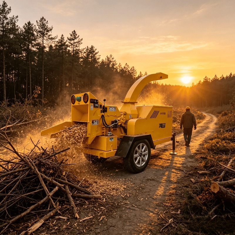 Garden Branch Shredder Wood Chipper - เครื่องย่อยไม้ขนาดเล็ก 1 ตันต่อชั่วโมง เครื่องบดกิ่งไม้ สำหรับสวนขนาดเล็ก ฟาร์ม