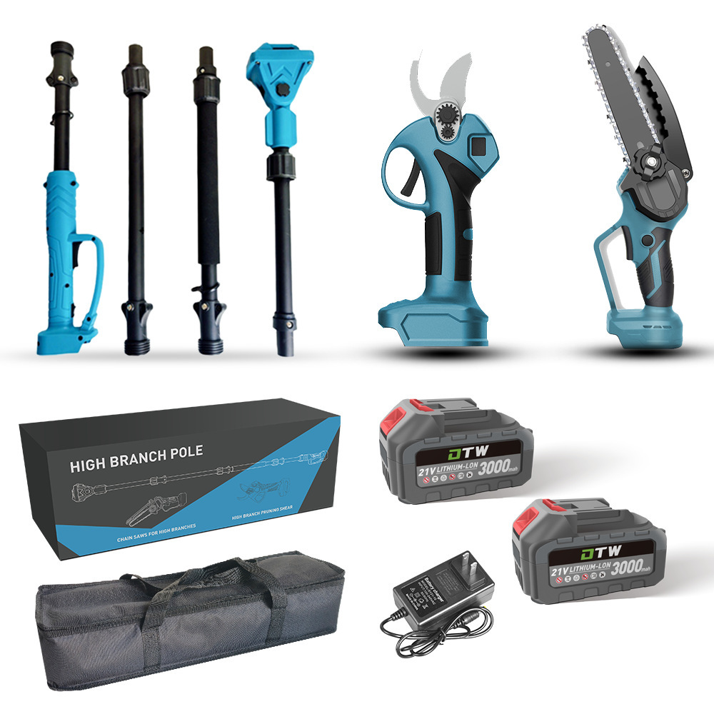 Electric Pruner With Extension Pole - เลื่อยตัดกิ่งไร้สาย 20V ลิเธียม พร้อมชุดอุปกรณ์ตัดแต่งกิ่งไฟฟ้า ด้ามต่อแบบยืดหดได้ มอเตอร์ไร้แปรงถ่าน