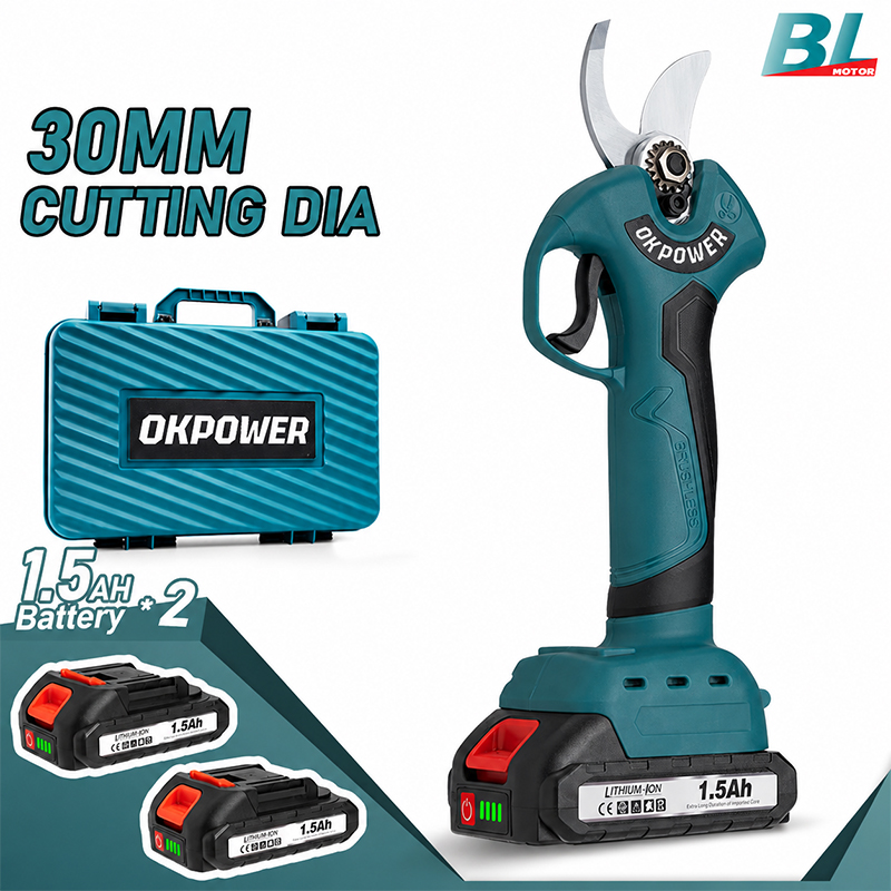 Cordless Electric Pruning Shears 30Mm - กรรไกรตัดแต่งกิ่งไฟฟ้าไร้สาย 4 ระดับความเร็ว ใช้กับแบตเตอรี่ Makita 18V