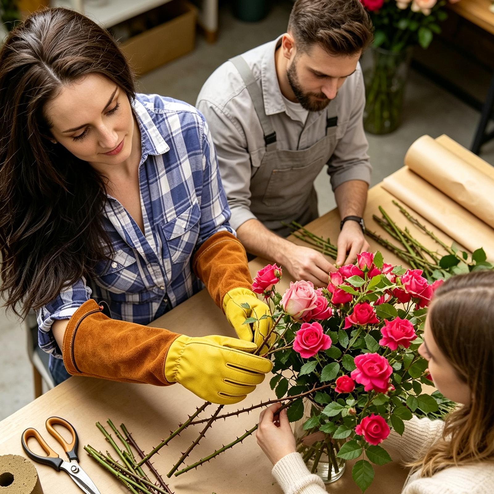 Gardening Gloves Thorn Proof Leather - ถุงมือทำสวน หนังแท้ ระบายอากาศได้ดี ป้องกันหนาม ถุงมือยาวแบบหนา สำหรับงานหนัก