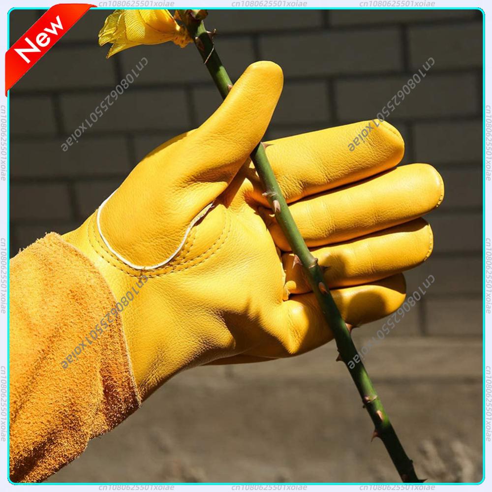ถุงมือทำสวนกันหนามยาว 1 คู่ ถุ - Gardening Gloves Thorn Proof Leather บทวิจารณ์และราคา