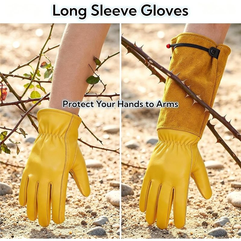 ถุงมือหนังกันหนาม ระบายอากาศได - Gardening Gloves Thorn Proof Leather บทวิจารณ์และราคา
