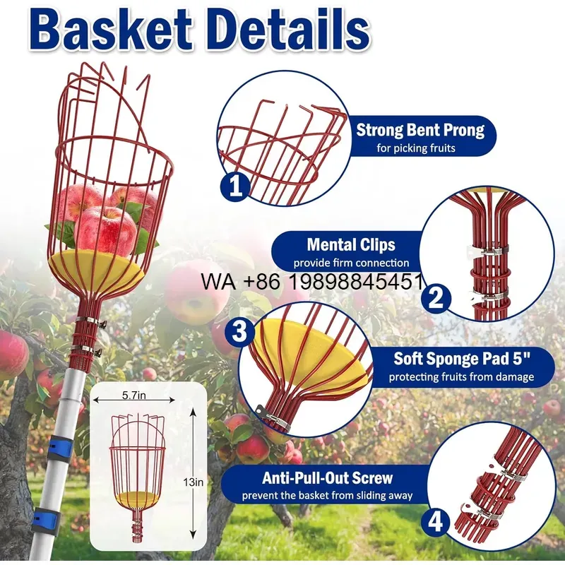Wmwmnu ไม้เก็บผลไม้แบบยืดหดได้ - Fruit Picker Basket Telescopic Pole บทวิจารณ์และราคา
