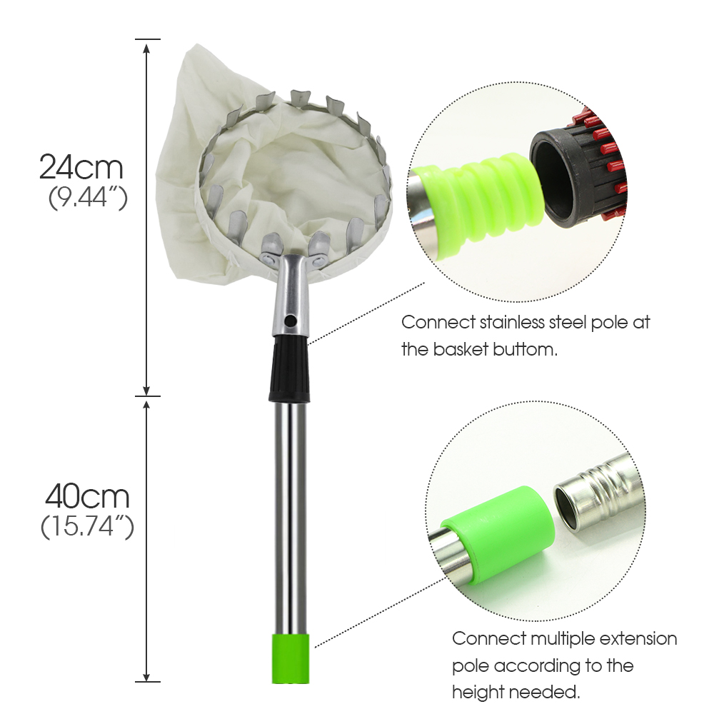 สวนตะกร้าผลไม้ Picker หัว Tele - Fruit Picker Basket Telescopic Pole บทวิจารณ์และราคา