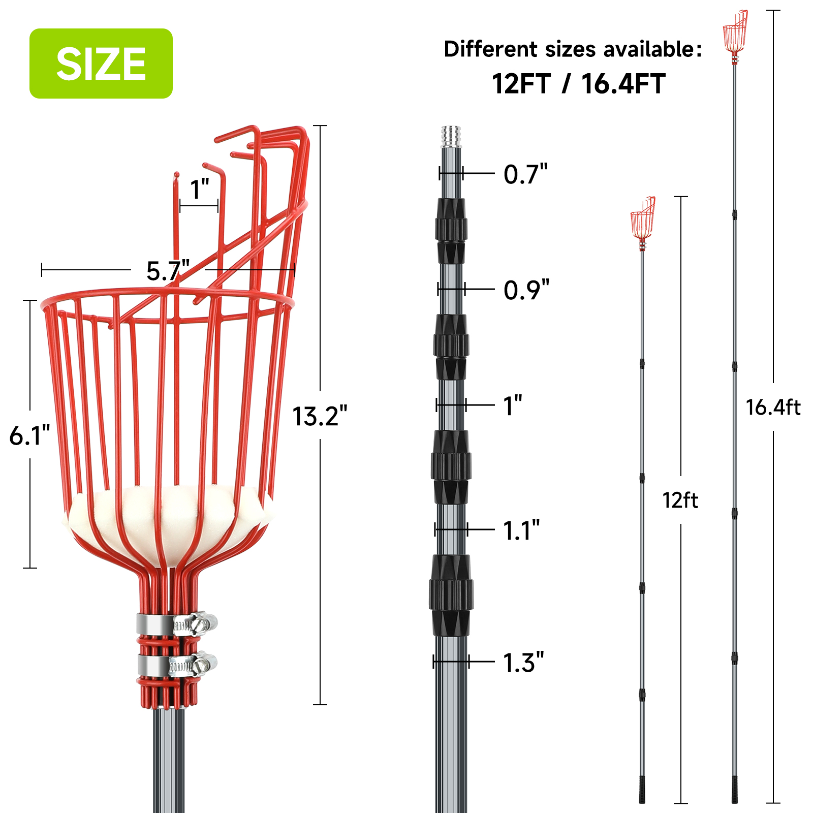 ผลไม้ Picker เครื่องมือ 5 M/3. - Fruit Picker Basket Telescopic Pole บทวิจารณ์และราคา