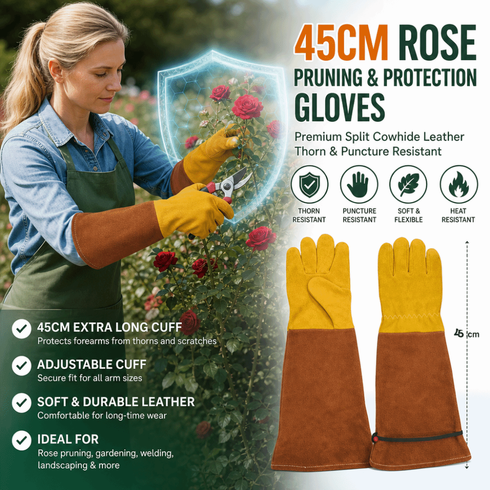 ถุงมือหนังวัวสำหรับทำสวน ป้องก - Gardening Gloves Thorn Proof Leather บทวิจารณ์และราคา