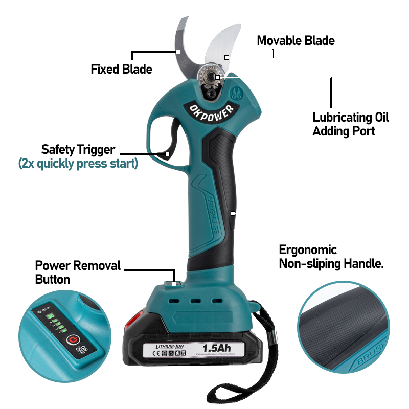 กรรไกรตัดแต่งกิ่งไฟฟ้าไร้สาย 4 - Cordless Electric Pruning Shears 30Mm บทวิจารณ์และราคา