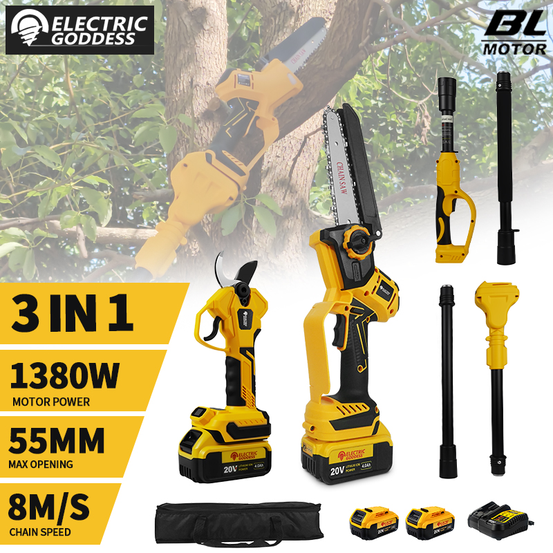 กรรไกรตัดกิ่งไฟฟ้าไร้สาย ยี่ห้ - Electric Pruner With Extension Pole บทวิจารณ์และราคา