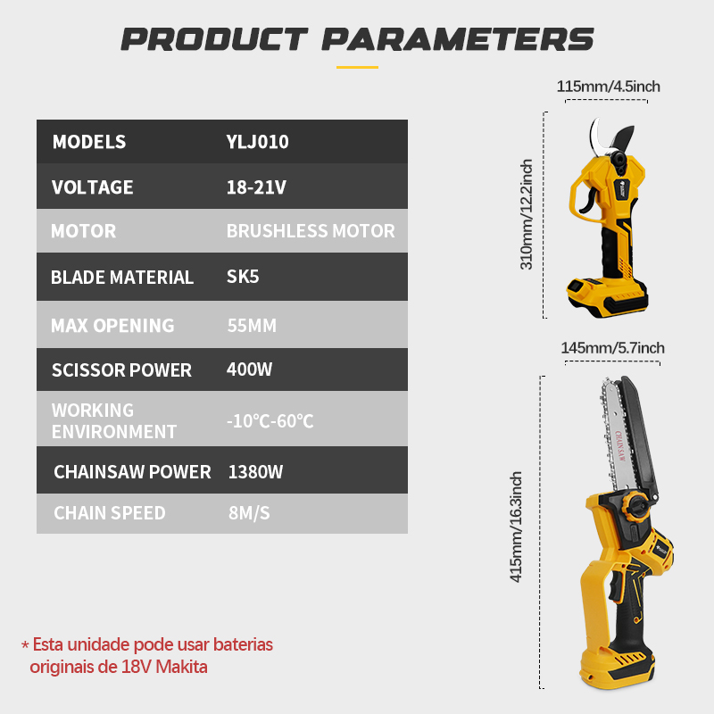 กรรไกรตัดกิ่งไฟฟ้าไร้สาย ยี่ห้ - Electric Pruner With Extension Pole บทวิจารณ์และราคา