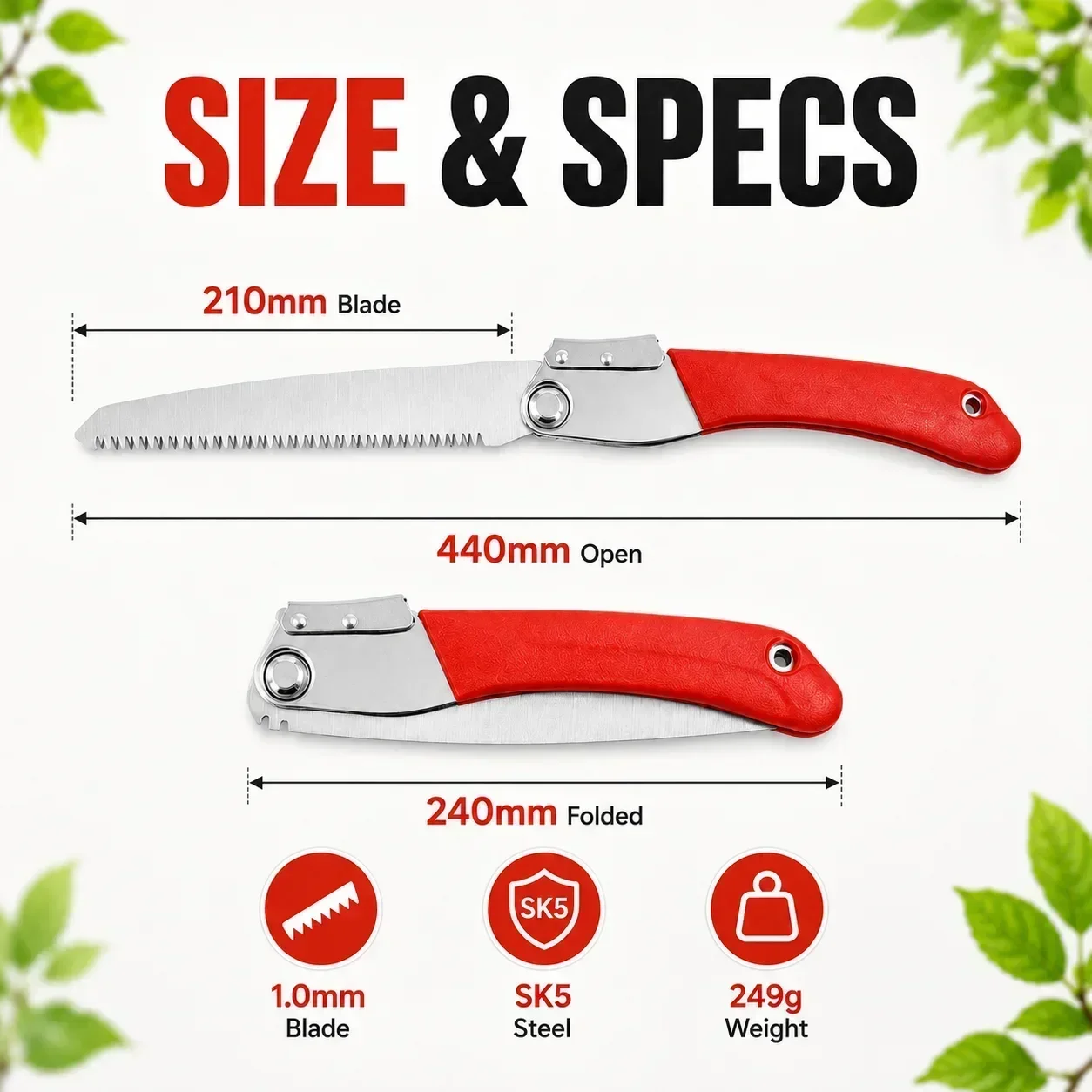 เลื่อยตัดกิ่งแบบพับได้ 210 มม. - Pruning Saw Folding Hand Saw Tree บทวิจารณ์และราคา